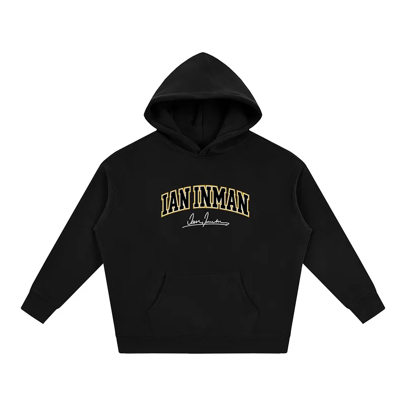 Ian Inman Varsity Wordmark Oversized Hoodie — Black